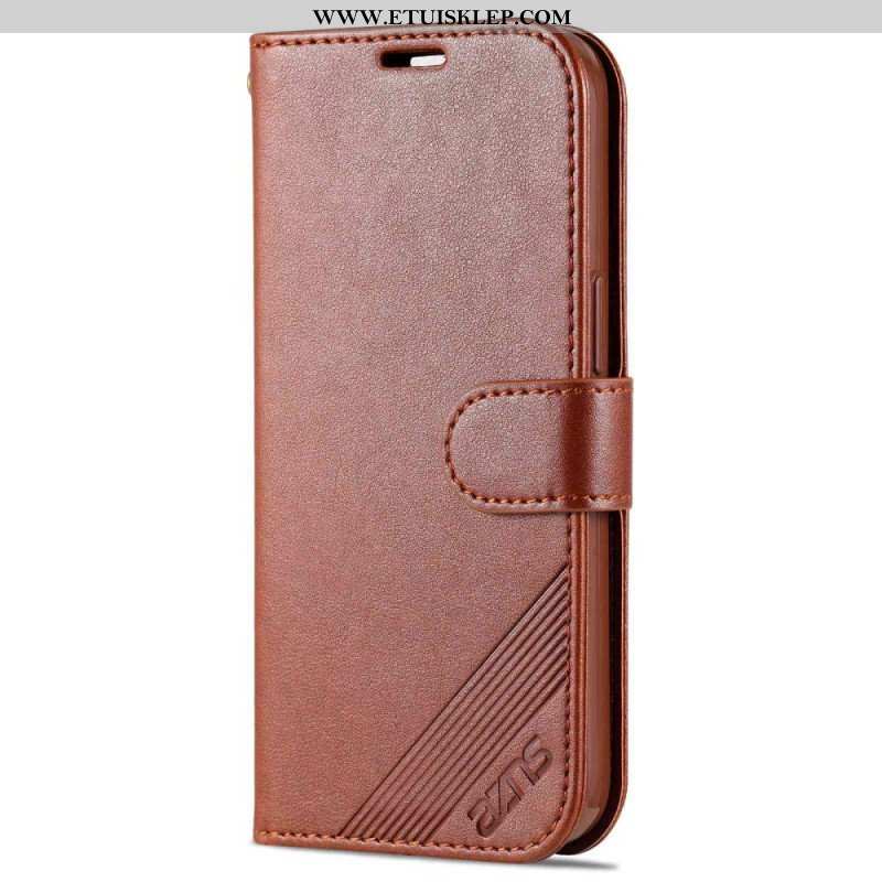 Etui Folio do iPhone 14 Stylizacja Skóry Azns